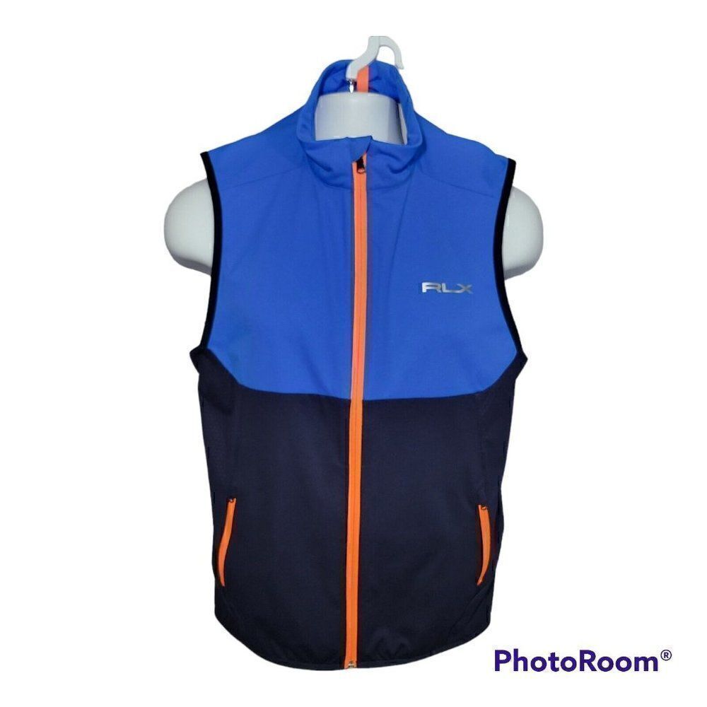 Ralph Lauren Golf Vest Mens Small RLX Stratus Wind Water Resistant Stretch Blue‎